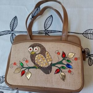 Vintage 60s Retro Jeweled Owl Purse